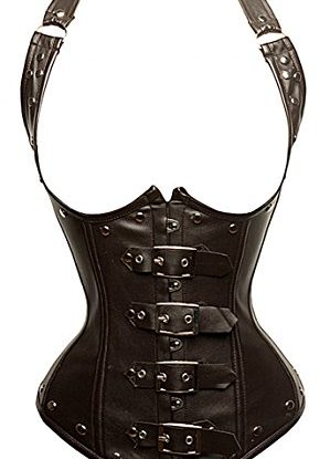 Burlesque Leather Corset Steampunk Steel Boned Underbust Waist Training Corsets And Bustiers Brown Small steampunk buy now online
