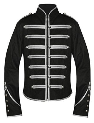 Men's Unique Gothic Steampunk Silver Black Parade Military Marching Band Drummer Jacket Goth Punk (X-Large) steampunk buy now online