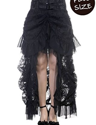 Banned Apparel Goth Vtg Steampunk High Waist Lace Bustle Skirt Plus Size Black- XL (UK 16) steampunk buy now online