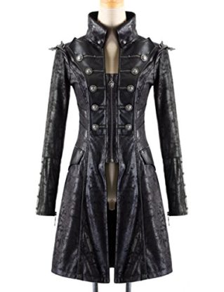 Punk Rave Mens Steampunk Jacket Coat Black Goth Punk Faux Leather Military steampunk buy now online