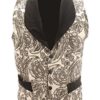Size Small - Silver & Black Brocade Steampunk Cotton Waistcoat With Black Contrast Poppers & Chain Detail steampunk buy now online
