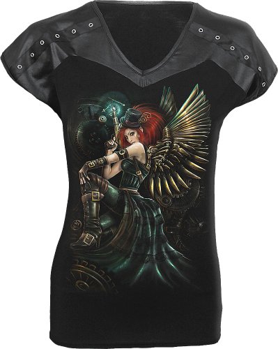Spiral - Women - STEAM PUNK FAIRY - Leather Look Studed Top Black - Large steampunk buy now online