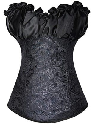 Kiwi-Rata Overbust Brocade Gothic Women's boned Lace up Corset G-string Black,3XL 16-18 steampunk buy now online