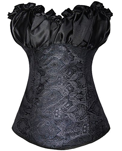 Kiwi-Rata Overbust Brocade Gothic Women's boned Lace up Corset G-string Black,3XL 16-18 steampunk buy now online