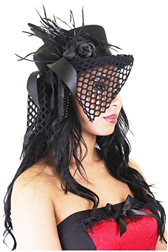 Size XL 60cm Ladies Pure Wool Authentic Hunter Hat with Ribbon Flowers Feathers & Veil steampunk buy now online