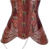 Lucea Women's Retro Brocade Steel Boned Steampunk Faux Leather Underbust Corset Brown XXXXXX-Large steampunk buy now online