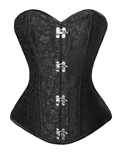 Lucea Women's Steampunk Jacquard Body Shaper Strapless Overbust Corset Black Small steampunk buy now online
