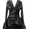 Black - Satin Corset Bustle Lace Ruffle Jacket Gothic Steam-Punk Victorian Vintage Size 8 steampunk buy now online