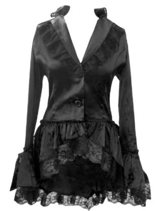 Black - Satin Corset Bustle Lace Ruffle Jacket Gothic Steam-Punk Victorian Vintage Size 8 steampunk buy now online