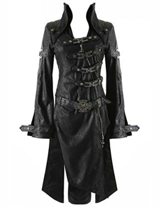 Punk Rave Black Shadow Jacket Mens Goth Steampunk Faux Leather Coat steampunk buy now online