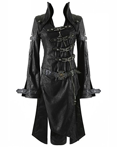 Punk Rave Black Shadow Jacket Mens Goth Steampunk Faux Leather Coat steampunk buy now online