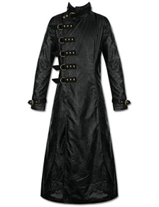 Punk Rave Steampunk Long Jacket Trench Coat Mens Gothic Faux Leather Warlock steampunk buy now online