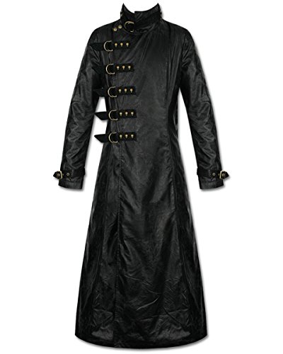 Punk Rave Steampunk Long Jacket Trench Coat Mens Gothic Faux Leather Warlock steampunk buy now online