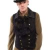 Black - Double-Breasted Waistcoat with Brass Poppers and Chain Detail. Size XL steampunk buy now online