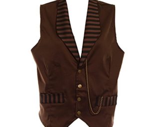 Golden Steampunk Stripe Waistcoat (Brown) - Small steampunk buy now online