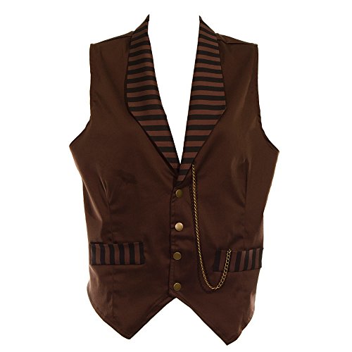 Golden Steampunk Stripe Waistcoat (Brown) - Small steampunk buy now online