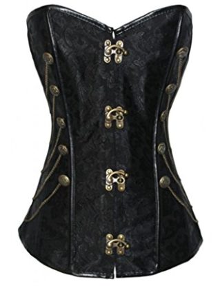 Dear-lover Women's Steampunk Style Over Bust Corset with Chain Large Size Black steampunk buy now online