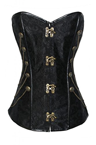 Dear-lover Women's Steampunk Style Over Bust Corset with Chain Large Size Black steampunk buy now online