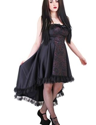 Steampunk Gothic Pink & Black Esme Asymmetrical Fishtail Waterfall Bustier Dress. Size 18 steampunk buy now online