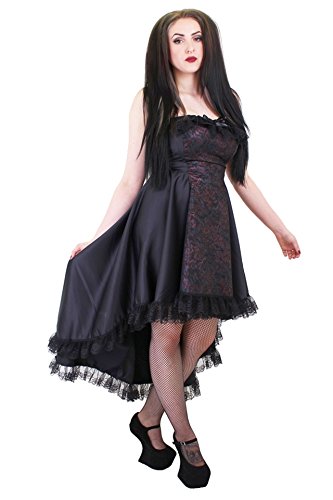 Steampunk Gothic Pink & Black Esme Asymmetrical Fishtail Waterfall Bustier Dress. Size 18 steampunk buy now online