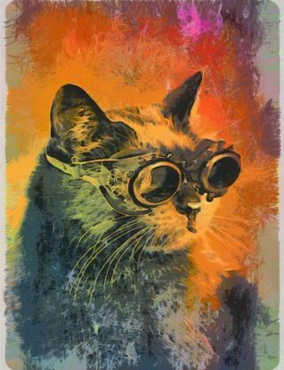 PAINTING ILLUSTRATION STEAMPUNK CAT MOJO DAWN FIELDING UK 30x40 cms ART POSTER PRINT PICTURE CC6588 steampunk buy now online