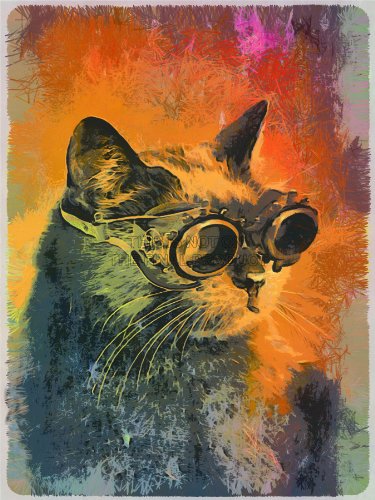 PAINTING ILLUSTRATION STEAMPUNK CAT MOJO DAWN FIELDING UK 30x40 cms ART POSTER PRINT PICTURE CC6588 steampunk buy now online