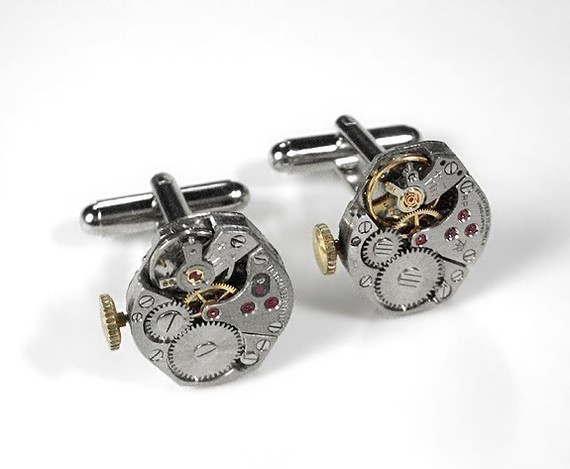 Steampunk Jewelry Cufflinks Vintage Ruby Jewel Watch Mechanism Mens Cuff Links Stems Anniversary Wedding - Steampunk Jewelry by edmdesigns by edmdesigns steampunk buy now online