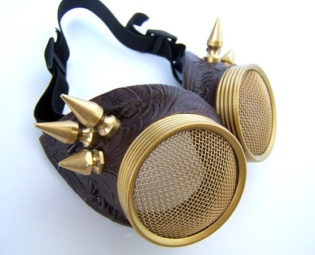 Victorian Steampunk Goggles, Brass Spikes Wasp Eye Gadget lens by OntheWingsofSteam steampunk buy now online