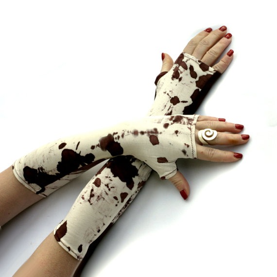 Military, camo, camouflage brown print fingerless gloves - Arm Warmers, Gothic, victorian, steampunk, rock by WearMeUp steampunk buy now online