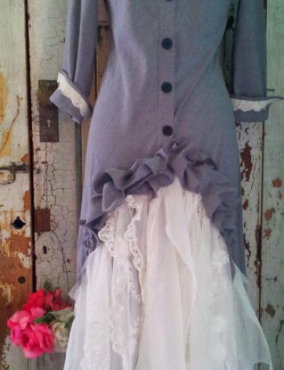 Gray and White Upcycled Clothing Western Wedding Dress Steampunk Wedding Dress Eco Clothing Small by CuriousOrangeCat steampunk buy now online