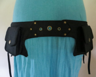 Festival Utility belt Steampunk hippie psytrance style in cotton - Anjuna Model Black by CosmicCelt steampunk buy now online