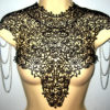 Steampunk Victorian black lace high collar shoulder necklace epaulettes 'Body Tattoo' featured on VOGUE.IT Burning Man. by WhiteLotusCouture steampunk buy now online