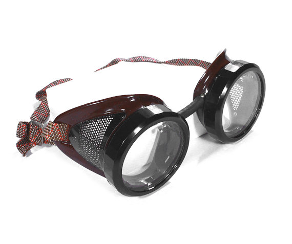 Steampunk Goggles Vintage WELSH Steam Punk Driving Glasses Two Tone BROWN Frames Black Eye Caps and Vents STUNNING - Steampunk by edmdesigns by edmdesigns steampunk buy now online
