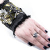 Steampunk Cuff APOCALYPTIC Black Leather SPIN Brass Gears Silver Saw Tooth Skull INDuSTRIAL Rocker Cuff - Steampunk Clothing by edmdesigns by edmdesigns steampunk buy now online
