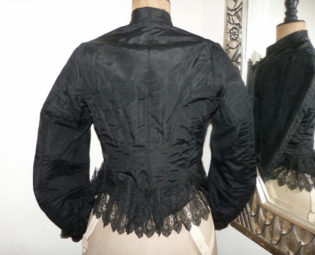 Victorian jacket blouse Antique French black boned jacket w jet stone beads, lace, pleats, 1800s gothic steampunk clothing goth women jacket by MyFrenchAntiqueShop steampunk buy now online