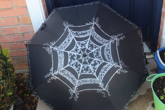 Made to Order Neo Victorian Style Goth Gothic Lacy Spider Web Stick Umbrella EGL Gothic Parasol Steampunk Clothing Jazz Funeral Goth Wedding by TenebraeSancta steampunk buy now online