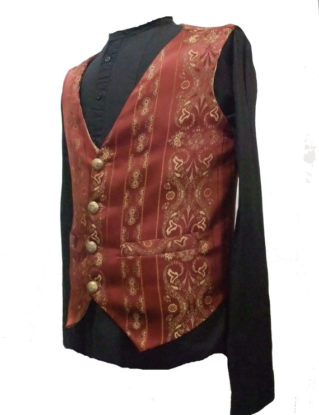 Steampunk Mens Burgandy and gold brocade vest by Ministryofstyle steampunk buy now online