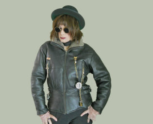 Steampunk Clothing - Vintage Black Leather Aviator Jacket with Gadgets by LunaJunctionVintage steampunk buy now online