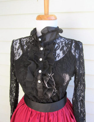Black Lace Blouse, black lace shirt, Victorian high neck blouse, Victorian costume, boho shirt by MaidenLaneBoutique steampunk buy now online