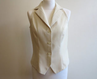 Off White Ivory Beige Striped Women's Formal Vest Fitted Waistcoat Steampunk Medium Size by ArtasStore steampunk buy now online
