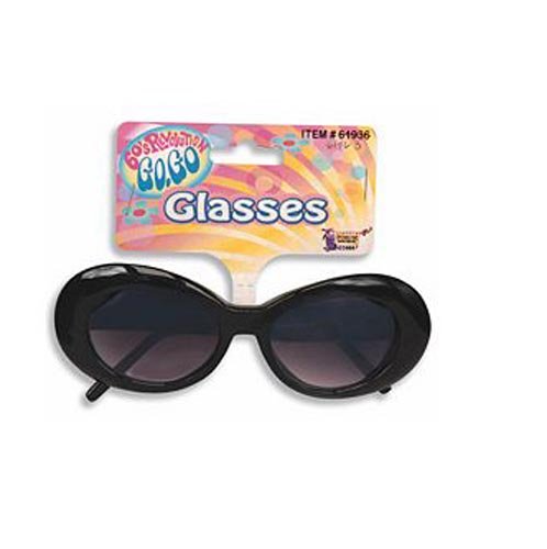 Mod Go Go Tinted Costume Glasses Adult: Black steampunk buy now online