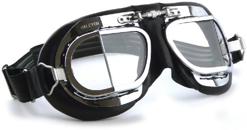 Halcyon MK49 Black Leather Classic Motorcycle Goggles/Classic Flying Goggles steampunk buy now online