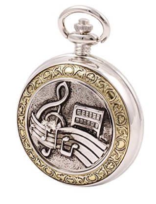 ShoppeWatch Pocket Watch Music Symbols Musician Motif with Chain Full Hunter Steampunk Cosplay PW-94 steampunk buy now online