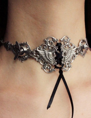 Steampunk choker Tattoo Angel's wings propellers necklace Gothic neck corset by pinkabsinthe steampunk buy now online
