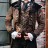 Brown and Black Tooled Faux Leather Steampunk Frock Cutaway Coat, Vest, Shirt and Cravat by dashandbag steampunk buy now online