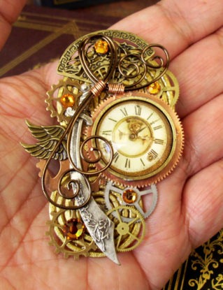 Steampunk Pin or Pendant (P109) - Brooch - Persian/Oriental Design - Sword - Time Travel - Mothers Day Gift by DesignsByFriston steampunk buy now online