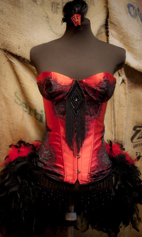 PHOENIX Burlesque Costume Corset Black Victorian lace Steampunk dress by olgaitaly steampunk buy now online