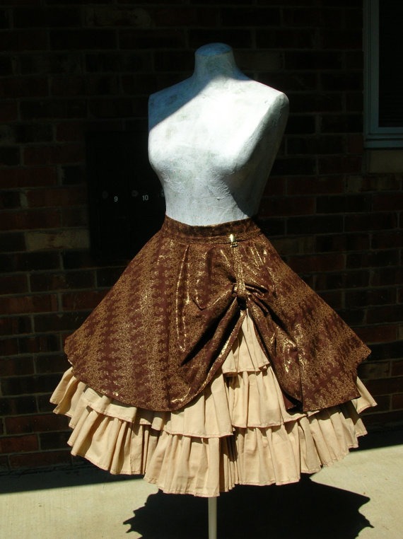 Custom Steampunk Ruffle skirt with drawstring bustle by crescentwench steampunk buy now online