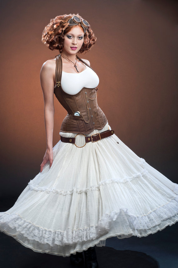 Meschantes Steampunk Distressed Vegan Leather Weskit Corset - Your Size by MeschantesCorsetry steampunk buy now online