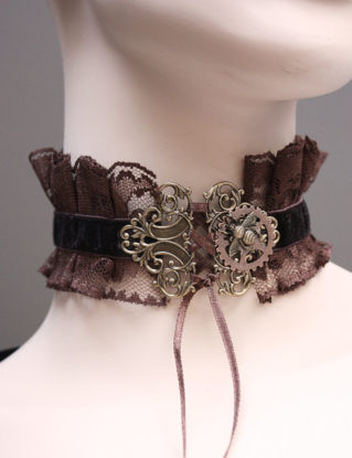 Chocolate steampunk Gothic necklace victorian bumblebee gear neck corset by pinkabsinthe steampunk buy now online